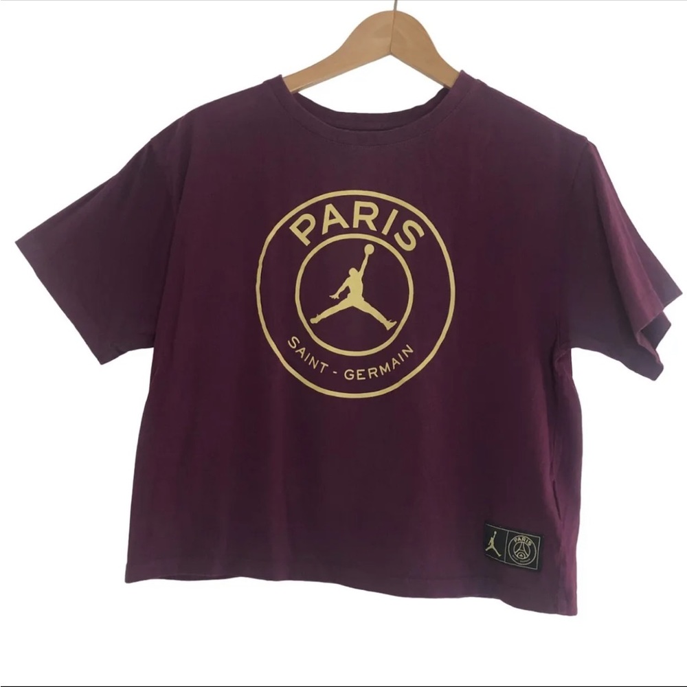 ❌sold❌Nike Air Jordan Bordeaux Paris Saint-Germain Short Sleeve Crop 2XL XXL - Picture 10 of 13